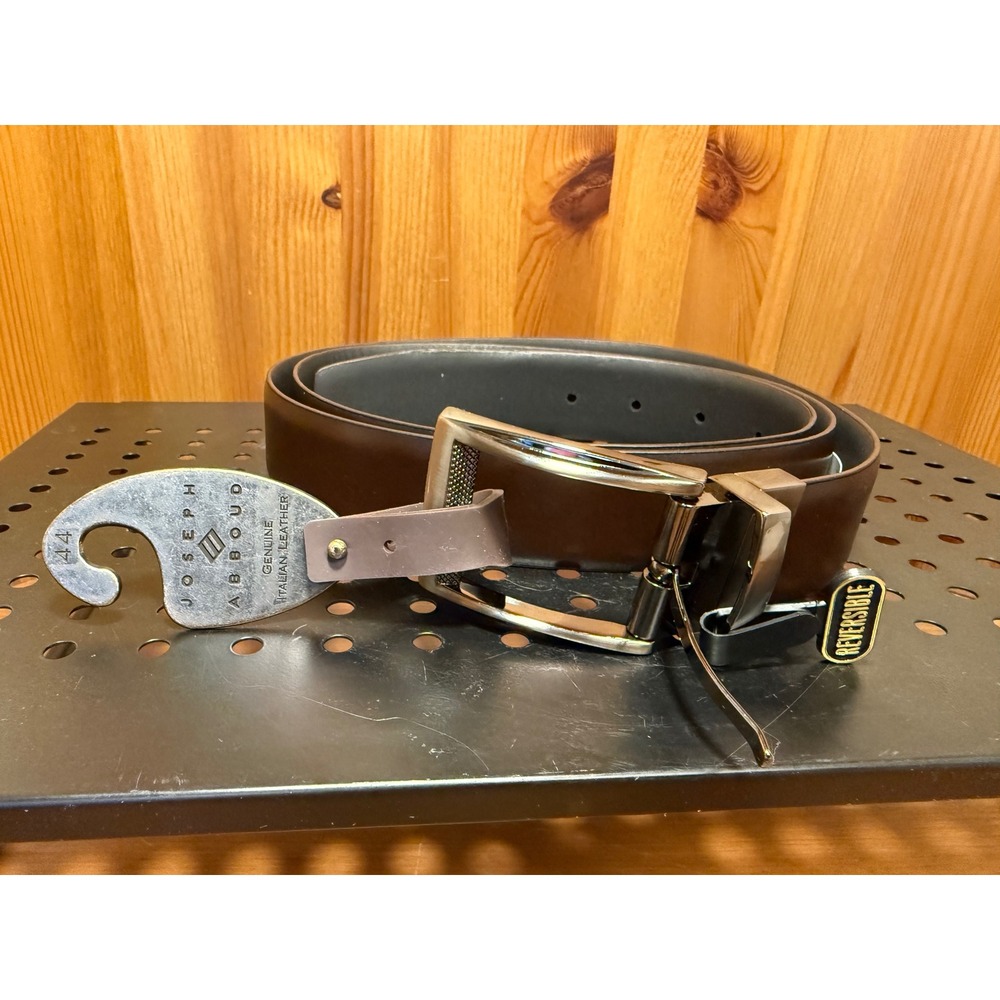 Joseph Abboud Mens Reversible Italian Leather Belt Black Brown Size 44 8X9P44003